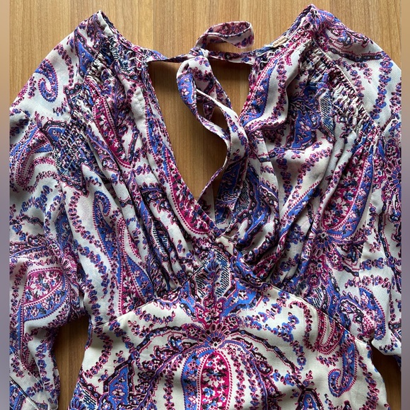 Free People Mirage Paisley Maxi Dress Long Sleeve Boho Tassel Size 0 - Picture 9 of 16